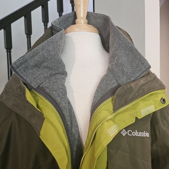 Columbia – 2--Tone Chartreuse and Olive Fleece Interchangeable Hooded Jacket -4X - Picture 2 of 16